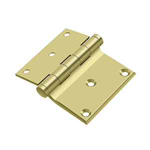 Solid Brass Half Surface Hinge by Deltana - 3" x 3-1/2" - Polished Brass - New York Hardware