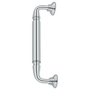 Decorative Door Pull w/ Rossette by Deltana - 10" - Polished Chrome - New York Hardware