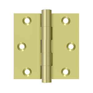 Solid Brass Square Hinge by Deltana - 3" x 3" - Polished Brass - New York Hardware