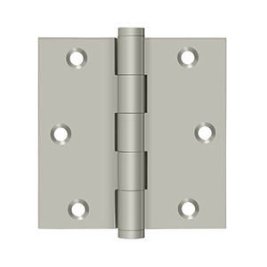 Solid Brass Square Residential Hinge by Deltana - 3-1/2" x 3-1/2" - Brushed Nickel - New York Hardware