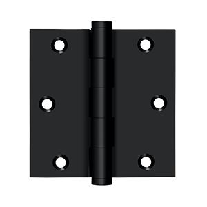 Solid Brass Square Residential Hinge by Deltana - 3-1/2" x 3-1/2" - Paint Black - New York Hardware
