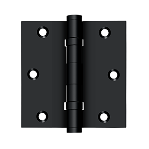 Solid Brass Square Ball Bearing Hinge by Deltana - 3-1/2" x 3-1/2"  - Paint Black - New York Hardware