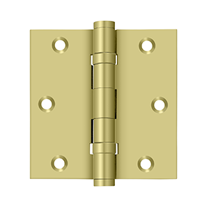 Solid Brass Square Ball Bearing Hinge by Deltana - 3-1/2" x 3-1/2"  - Polished Brass - New York Hardware