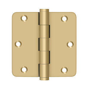Solid Brass 1/4" Radius Hinge by Deltana - 3-1/2" x 3-1/2" - Brushed Brass - New York Hardware