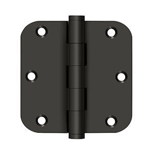 Solid Brass 5/8" Radius Residential Hinge by Deltana - 3-1/2" x 3-1/2" x 5/8" - Oil Rubbed Bronze - New York Hardware