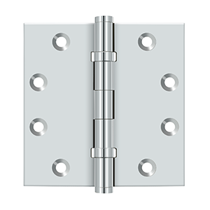 Solid Brass Square Ball Bearing Hinge by Deltana - 4-1/2" x 4-1/2"  - Polished Chrome - New York Hardware