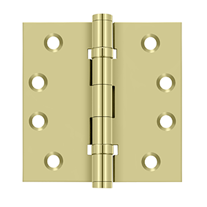 Solid Brass Square Ball Bearing Hinge by Deltana - 4" x 4"  - Unlacquered Brass - New York Hardware