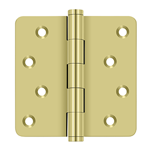 Solid Brass 1/4" Radius Zig-Zag Hinge by Deltana - 4" x 4" - Polished Brass - New York Hardware