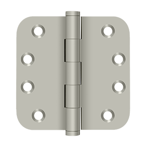 Solid Brass 5/8" Radius Residential Hinge by Deltana - 4" x 4" - Brushed Nickel - New York Hardware