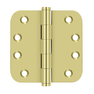 Solid Brass 5/8" Radius Residential Hinge by Deltana - 4" x 4" - Polished Brass - New York Hardware