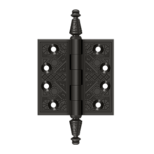 Solid Brass Square Ornate Hinge by Deltana - 3-1/2" x 3-1/2" - Oil Rubbed Bronze - New York Hardware