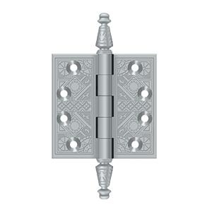 Solid Brass Square Ornate Hinge by Deltana - 3-1/2" x 3-1/2" - Brushed Chrome - New York Hardware