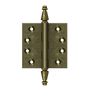 Solid Brass Square Ornate Hinge by Deltana - 3-1/2" x 3-1/2" - Antique Brass - New York Hardware