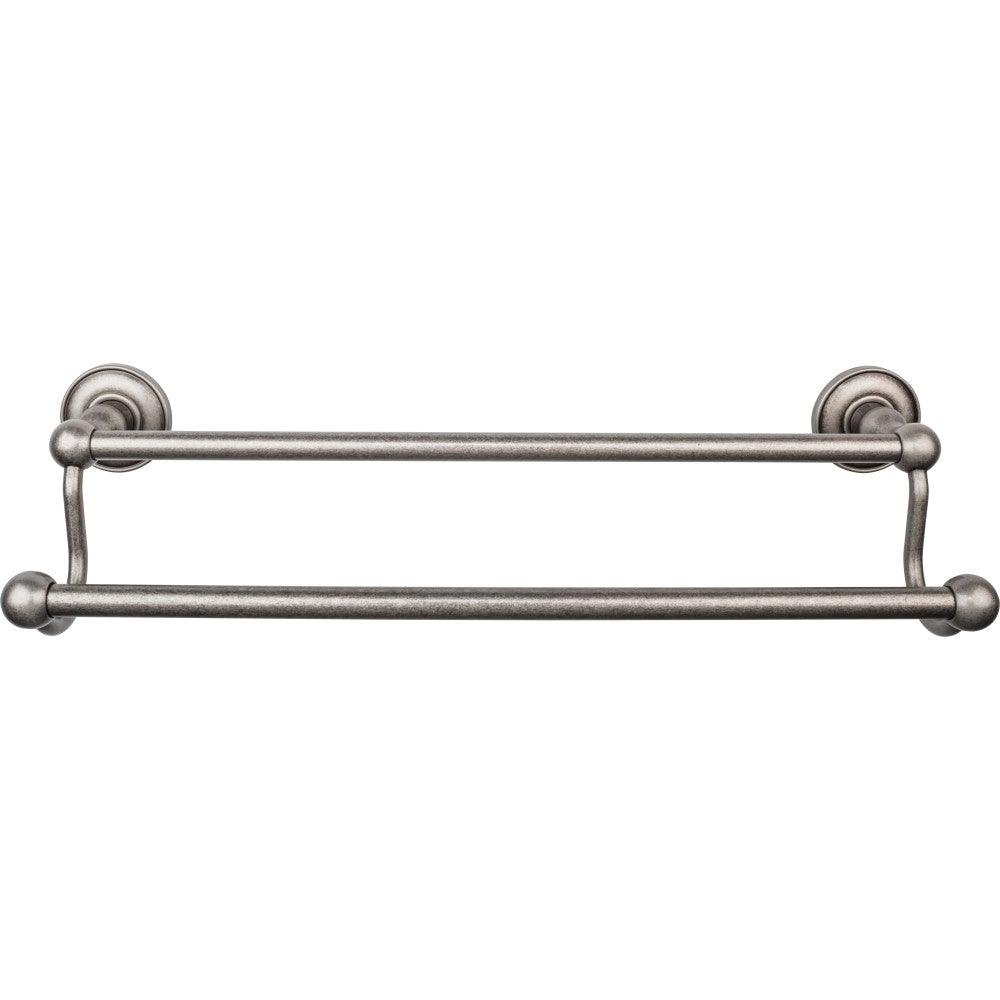 Edwardian Bath 18" Double Towel Rod - Smooth Backplate - Antique Pewter - New York Hardware