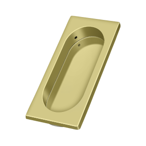 Large Rectangle Flush Pull w/ Oblong Cut Out by Deltana -  - Polished Brass - New York Hardware