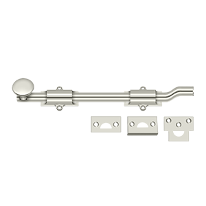 Bolts Surface w/ Off-Set HD Bolt by Deltana - 10" - Polished Nickel - New York Hardware