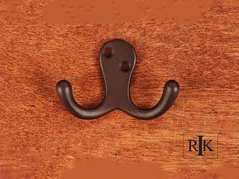 Two Pronged Flared Small Hook 2" (51mm) - Oil Rubbed Bronze - New York Hardware