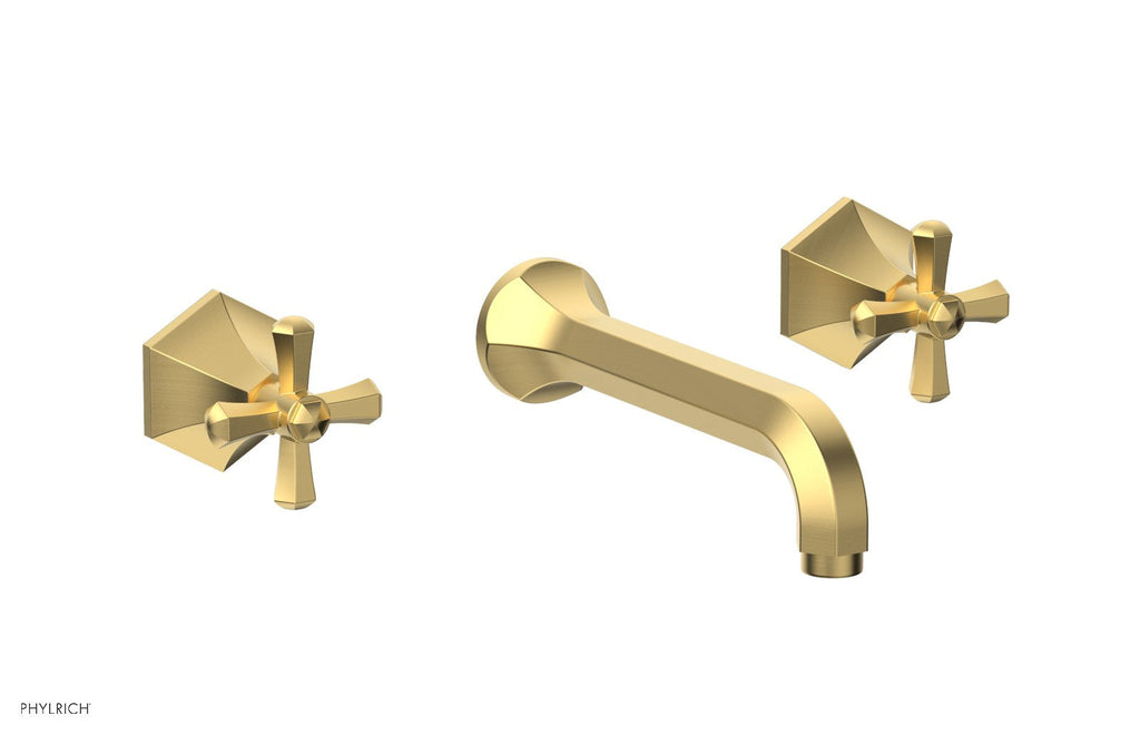 1-1/8" - Burnished Gold - LE VERRE & LA CROSSE Wall Tub Set - Cross Handles  by Phylrich - New York Hardware