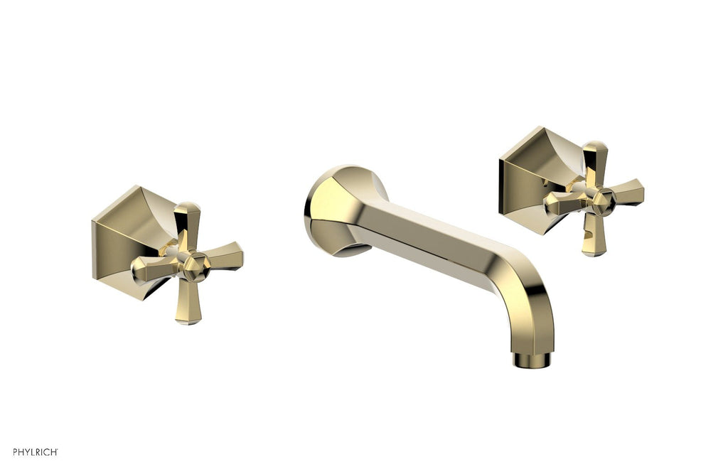 1-1/8" - Polished Brass Uncoated - LE VERRE & LA CROSSE Wall Tub Set - Cross Handles  by Phylrich - New York Hardware