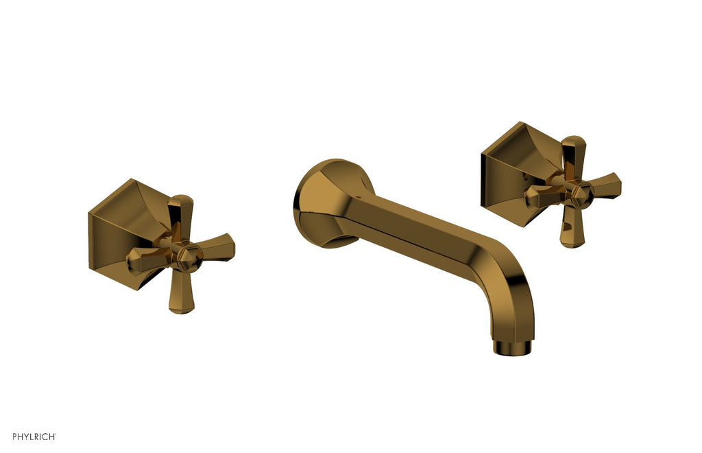 1-1/8" - French Brass - LE VERRE & LA CROSSE Wall Tub Set - Cross Handles  by Phylrich - New York Hardware