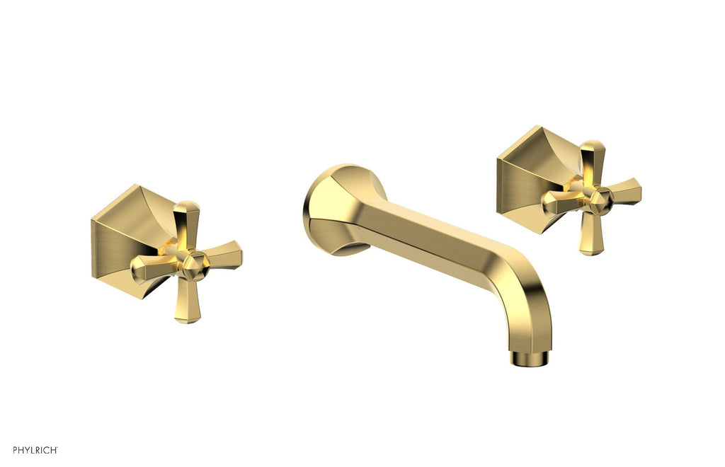 1-1/8" - Satin Gold - LE VERRE & LA CROSSE Wall Tub Set - Cross Handles  by Phylrich - New York Hardware