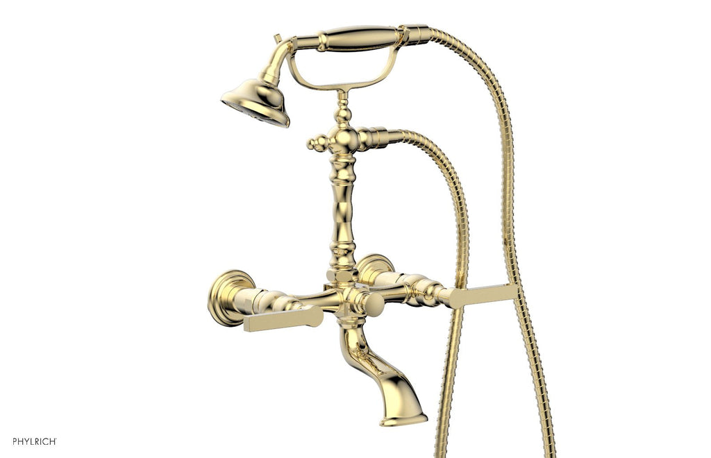 HEX MODERN Exposed Tub & Hand Shower   Lever Handle by Phylrich - Polished Brass Uncoated
