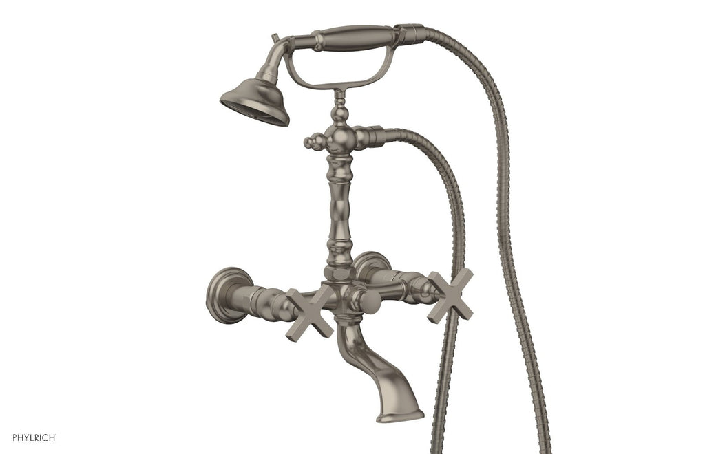 HEX MODERN Exposed Tub & Hand Shower   Cross Handle by Phylrich - Pewter