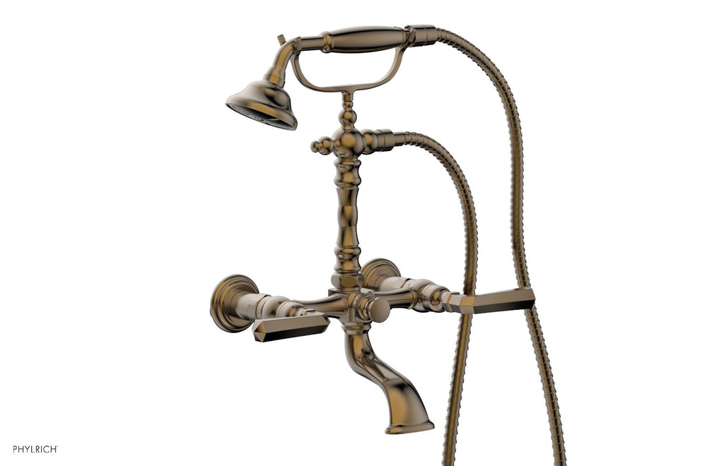 LE VERRE & LA CROSSE Exposed Tub & Hand Shower   Lever Handle by Phylrich - Antique Brass