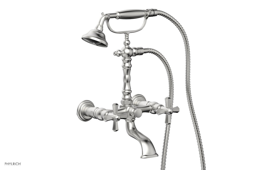 LE VERRE & LA CROSSE Exposed Tub & Hand Shower   Cross Handle by Phylrich - Satin Chrome