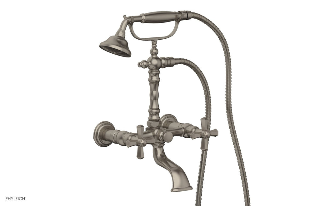 LE VERRE & LA CROSSE Exposed Tub & Hand Shower   Cross Handle by Phylrich - Pewter