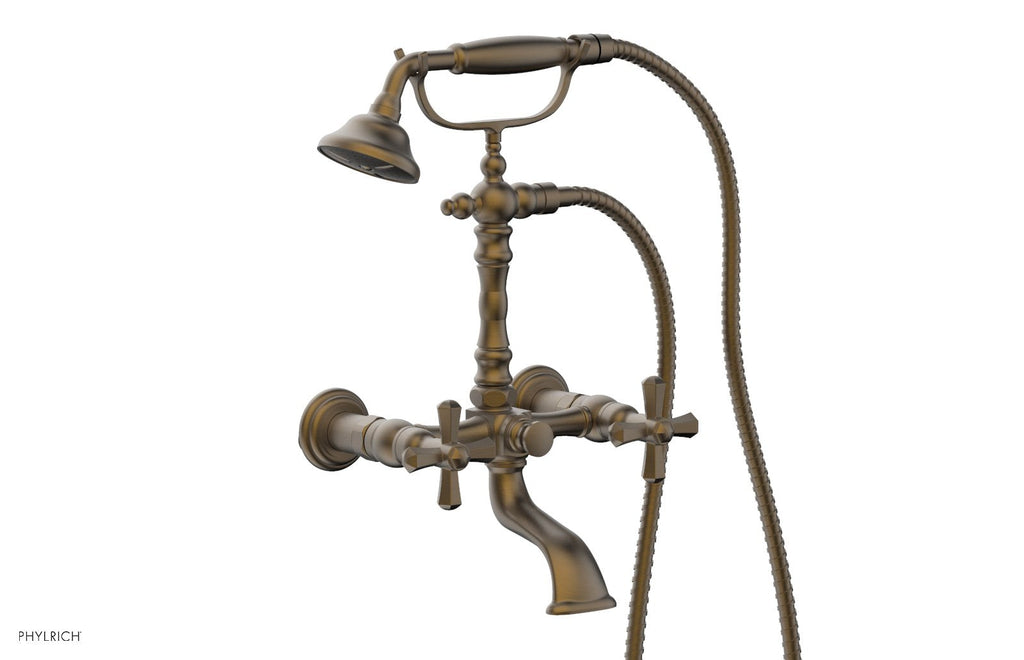 LE VERRE & LA CROSSE Exposed Tub & Hand Shower   Cross Handle by Phylrich - Old English Brass