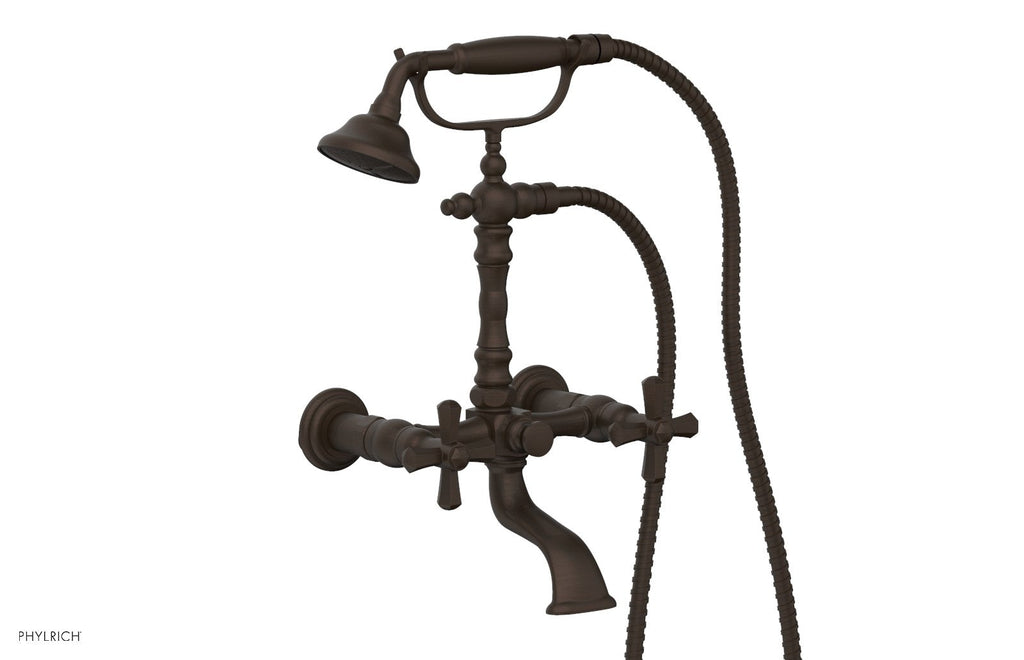 LE VERRE & LA CROSSE Exposed Tub & Hand Shower   Cross Handle by Phylrich - Antique Bronze