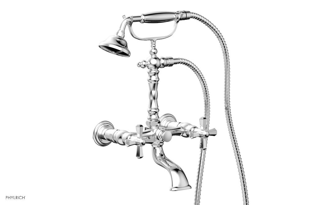 LE VERRE & LA CROSSE Exposed Tub & Hand Shower   Cross Handle by Phylrich - Satin Brass