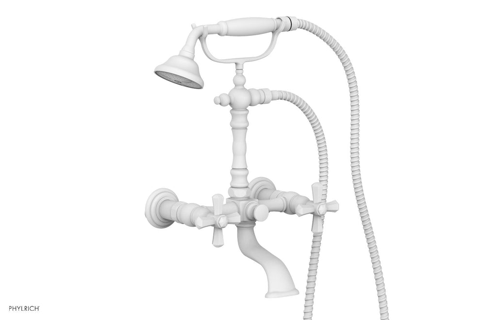 LE VERRE & LA CROSSE Exposed Tub & Hand Shower   Cross Handle by Phylrich - Satin White
