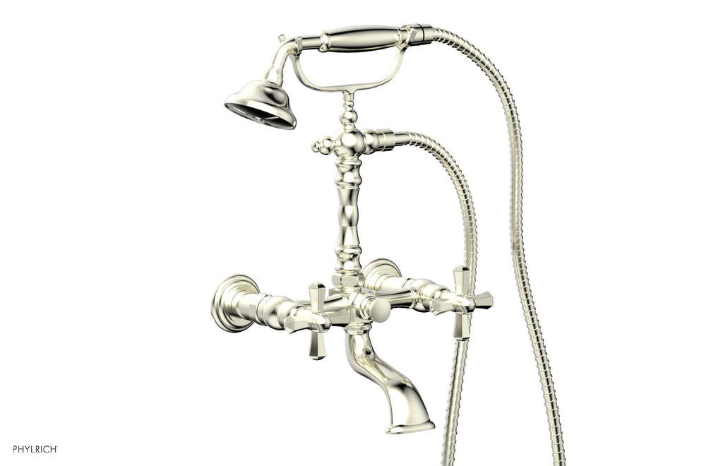 LE VERRE & LA CROSSE Exposed Tub & Hand Shower   Cross Handle by Phylrich - Satin Nickel