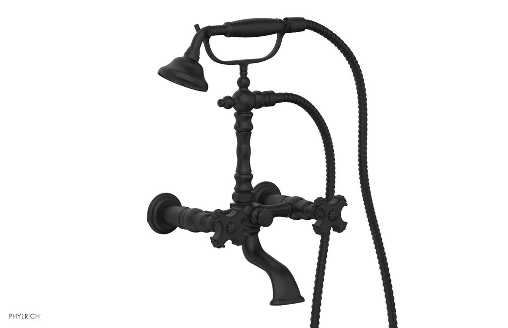 MARVELLE Exposed Tub & Hand Shower   Cross Handle by Phylrich - Satin Nickel