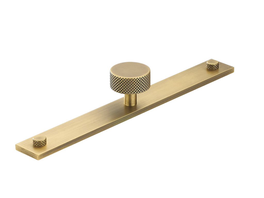 MIX Diamond Knurled Cabinet Knob & Backplate by Armac Martin - 192mm - Satin Antique Satin Lacquered