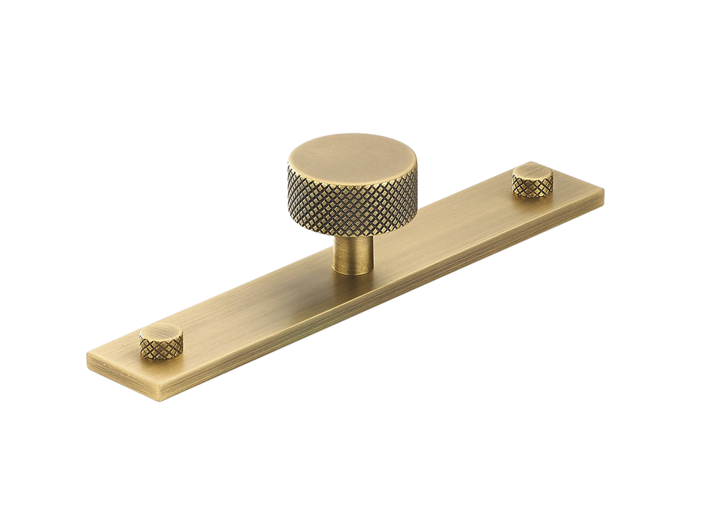 MIX Diamond Knurled Cabinet Knob & Backplate by Armac Martin - 128mm - Satin Antique Satin Lacquered