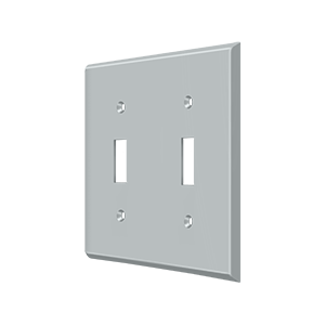 Double Toggle Switch Plate  by Deltana -  - Brushed Chrome - New York Hardware