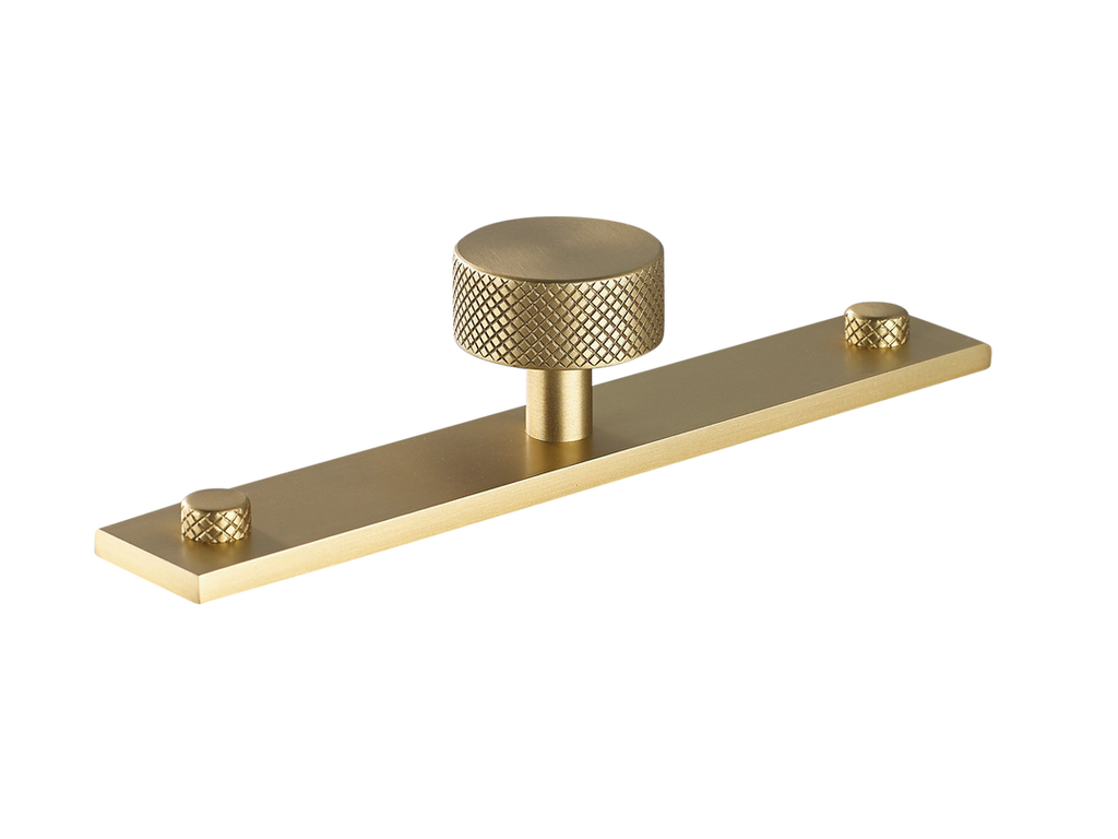 MIX Diamond Knurled Cabinet Knob & Backplate by Armac Martin - 128mm - Satin Brass Satin lacquered