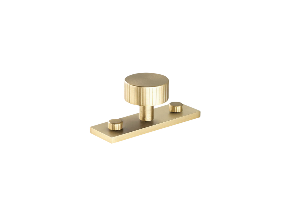 MIX Straight Knurled Cabinet Knob & Backplate by Armac Martin - 54mm - Satin Brass Satin lacquered