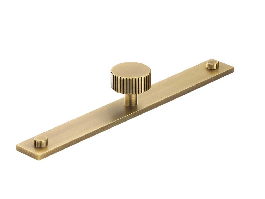 MIX Straight Knurled Cabinet Knob & Backplate by Armac Martin - 192mm - Satin Antique Satin Lacquered