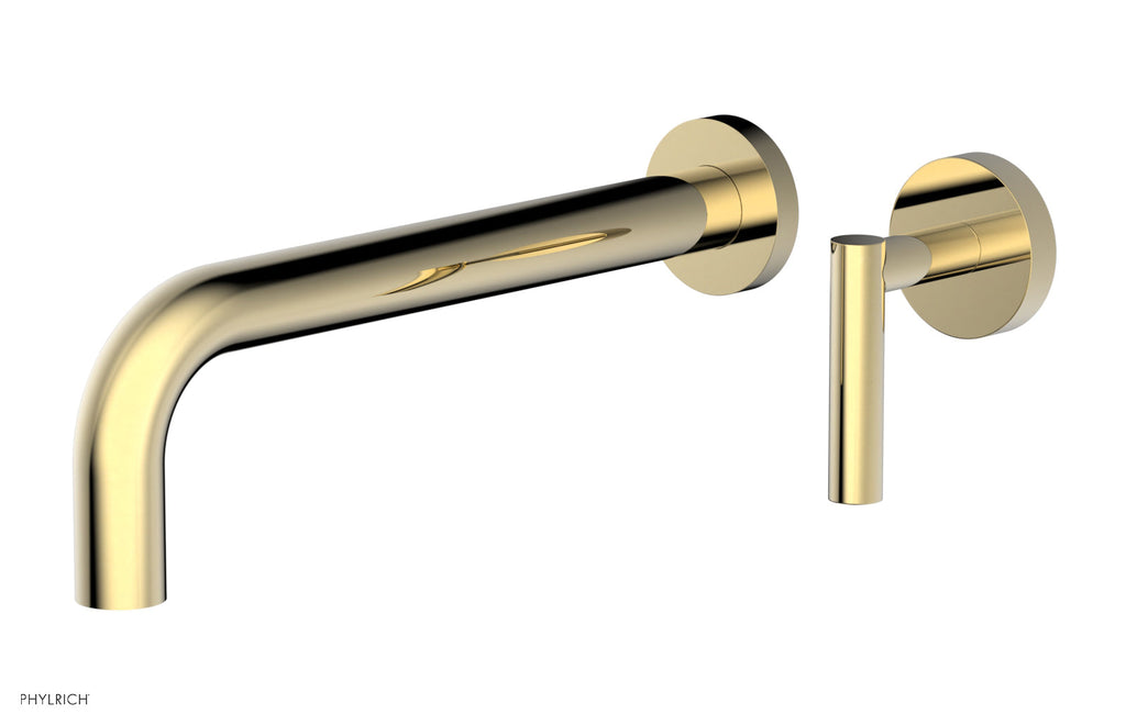 10" - Polished Brass Uncoated - Transition Single Handle Wall Lavatory Set - Lever Handle 120-16-10 by Phylrich - New York Hardware