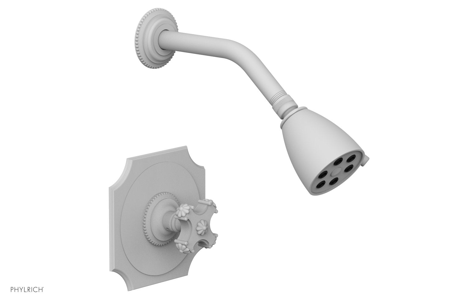 5" - Satin White - MARVELLE Pressure Balance Shower Set - Cross Handle 162-21 by Phylrich - New York Hardware