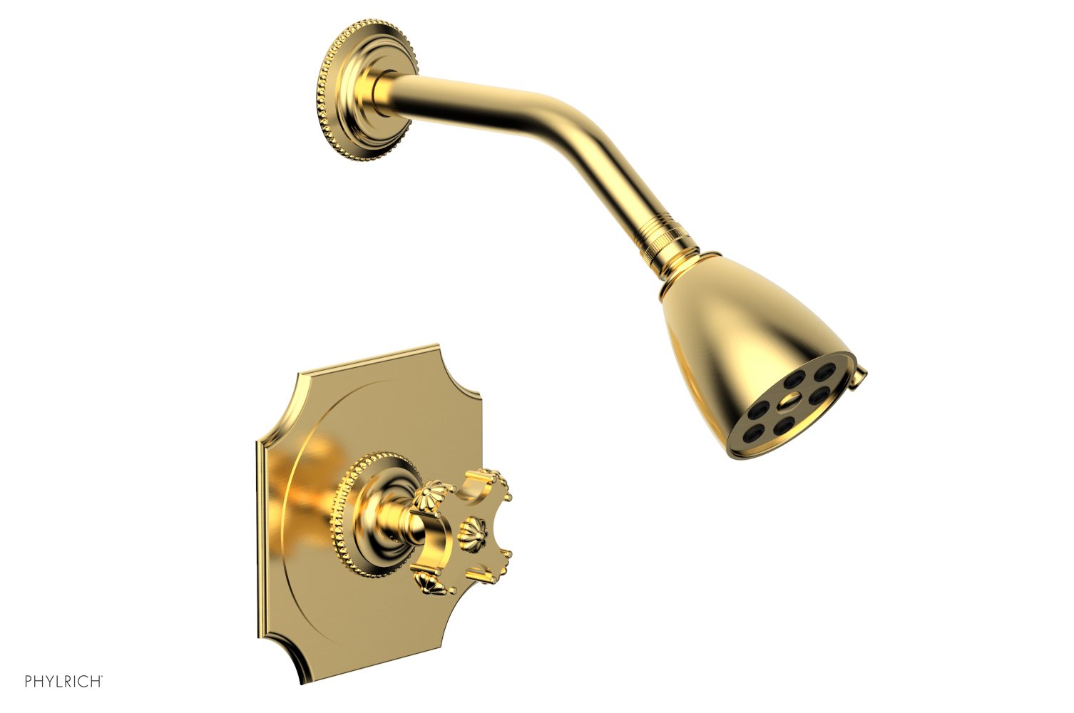 5" - Satin Gold - MARVELLE Pressure Balance Shower Set - Cross Handle 162-21 by Phylrich - New York Hardware