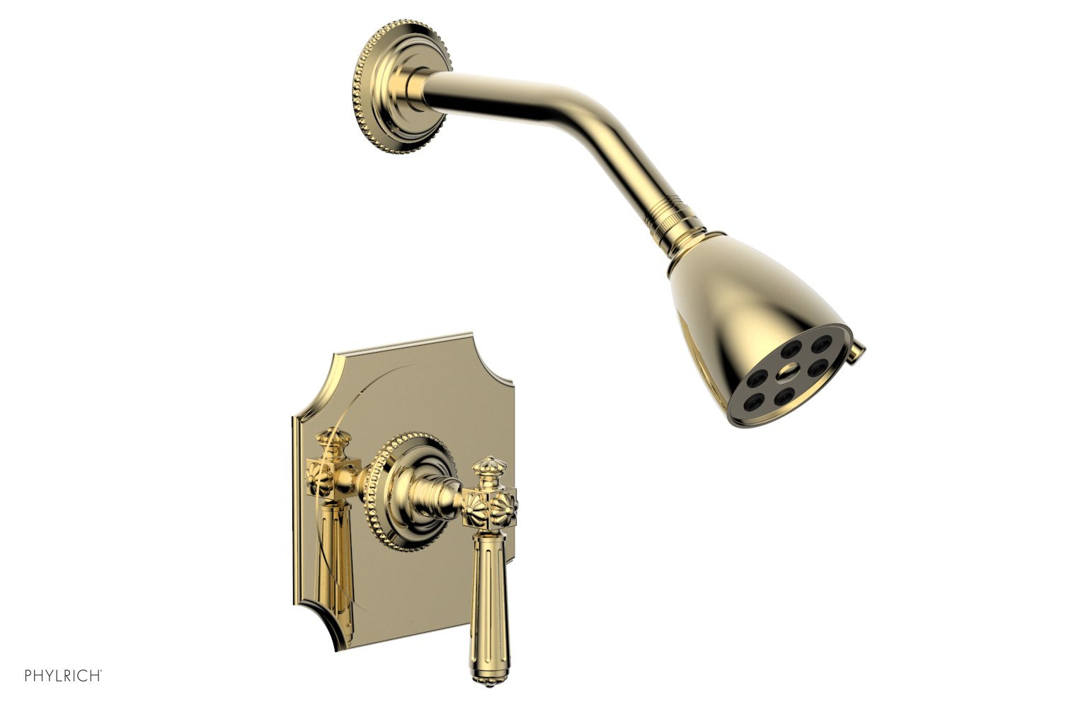 5" - Polished Brass Uncoated - MARVELLE Pressure Balance Shower Set - Lever Handle 162-22 by Phylrich - New York Hardware