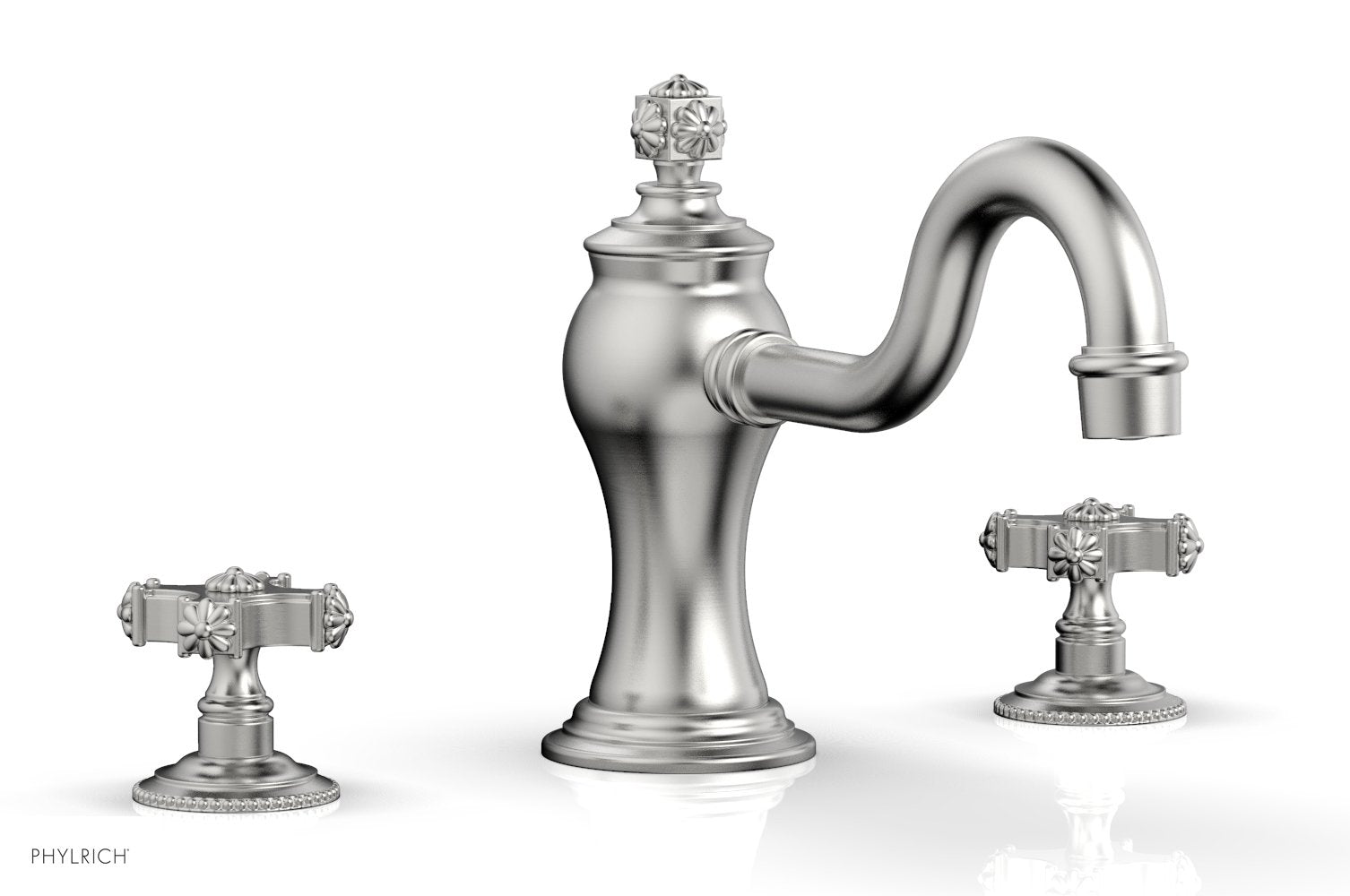 6-3/8" - Satin Chrome - MARVELLE Deck Tub Set - Cross Handles 162-40 by Phylrich - New York Hardware