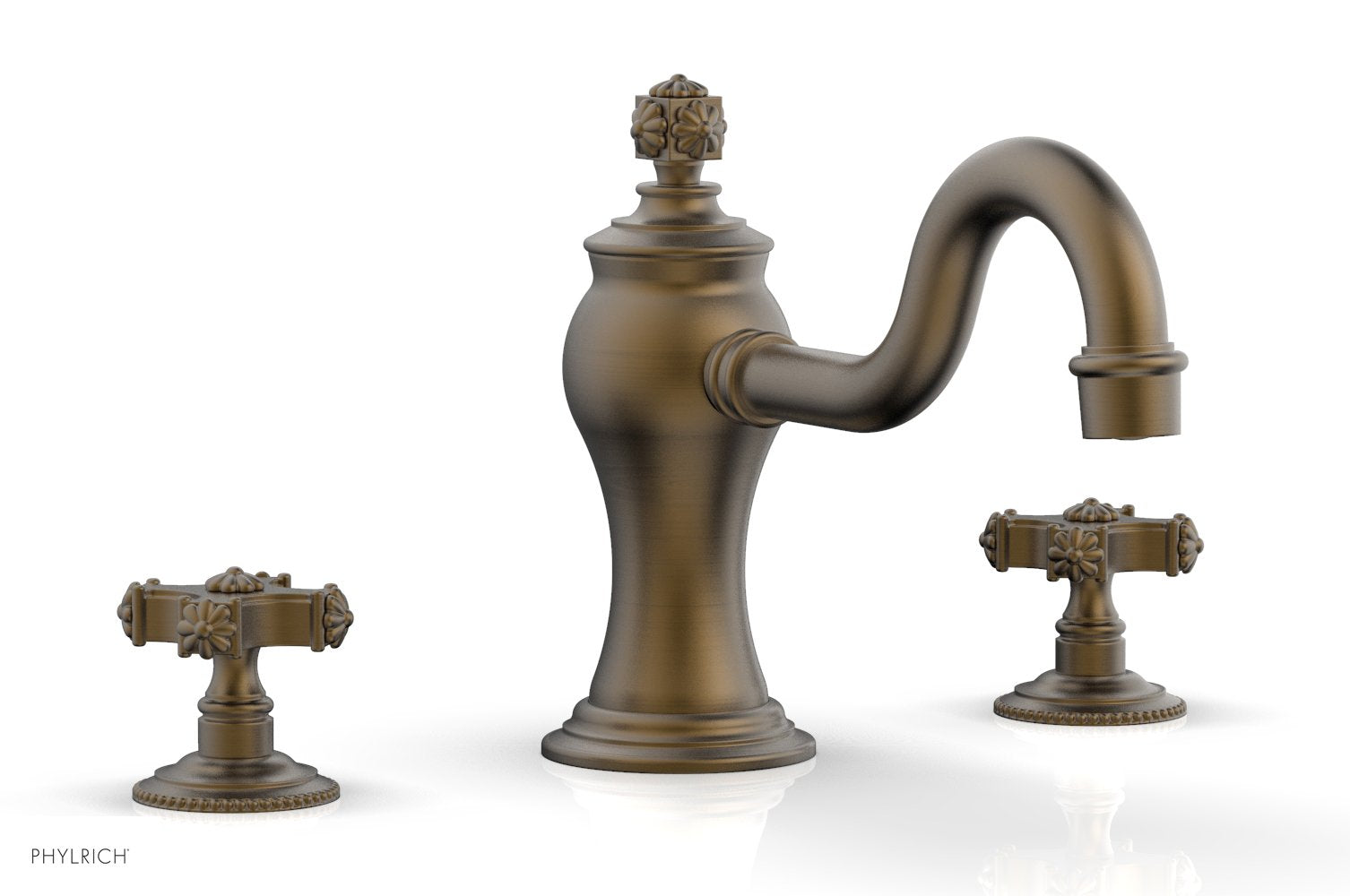 6-3/8" - Old English Brass - MARVELLE Deck Tub Set - Cross Handles 162-40 by Phylrich - New York Hardware