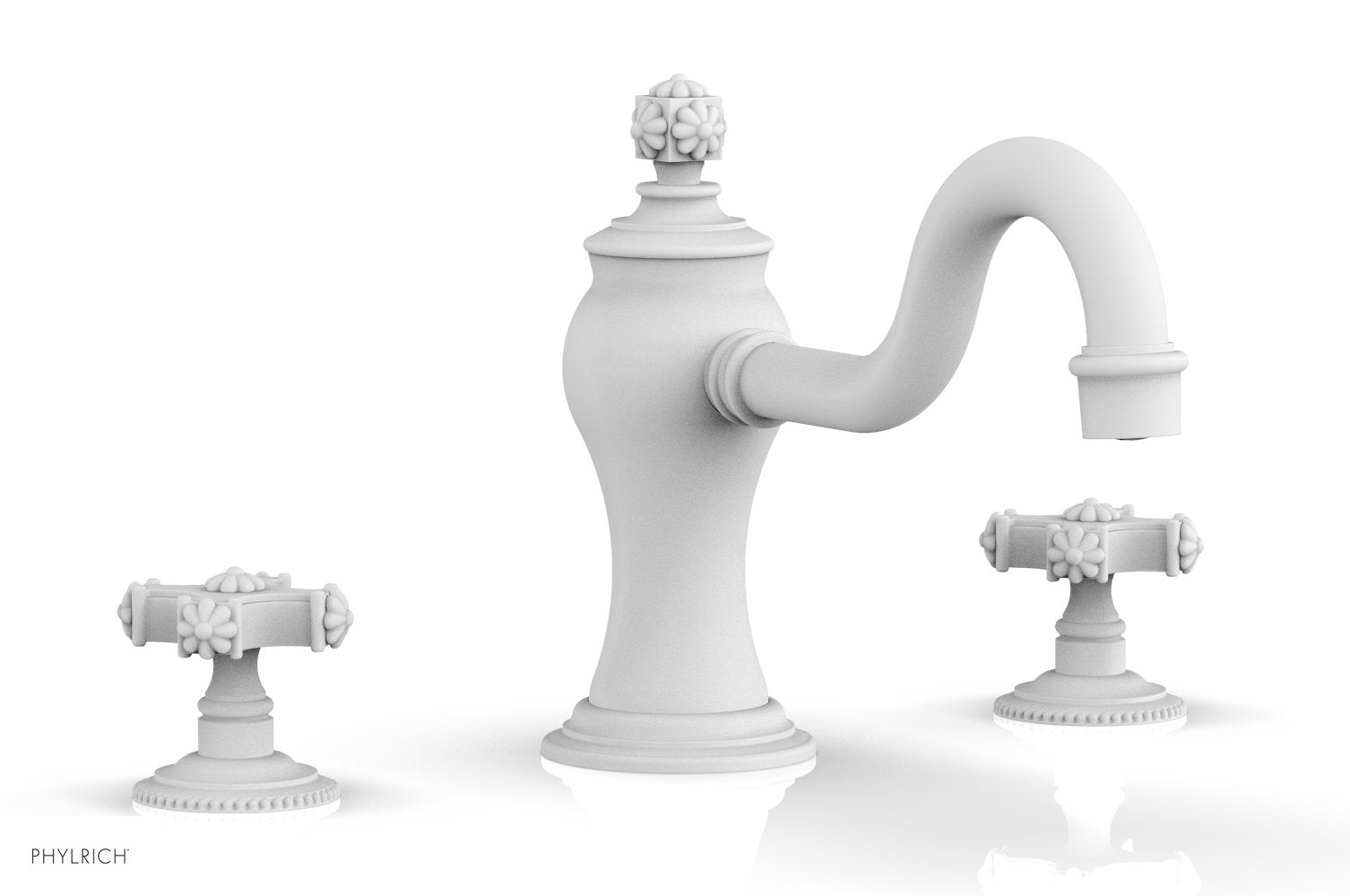 6-3/8" - Satin White - MARVELLE Deck Tub Set - Cross Handles 162-40 by Phylrich - New York Hardware