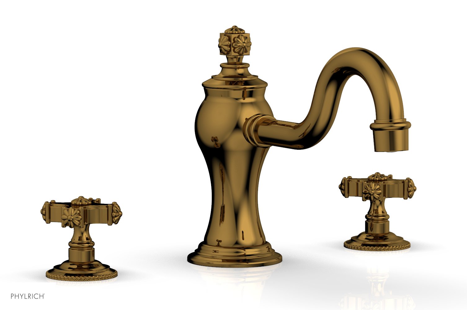 6-3/8" - Polished Gold - MARVELLE Deck Tub Set - Cross Handles 162-40 by Phylrich - New York Hardware